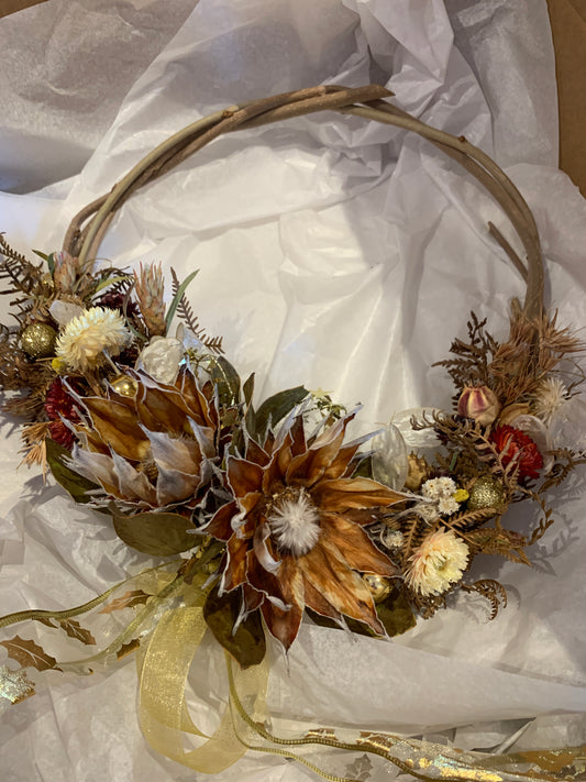 Dried Protea Christmas Everlasting Wreath